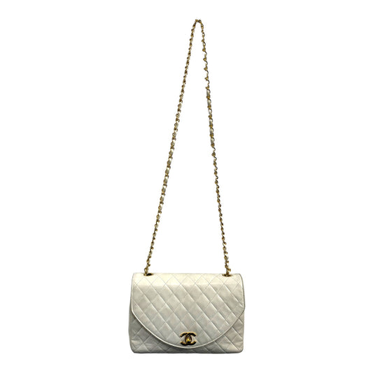 1980s Chanel White Lambskin Diana Flap Bag with 24K gold hardware from Karl Lagerfeld era.***SOLD***
