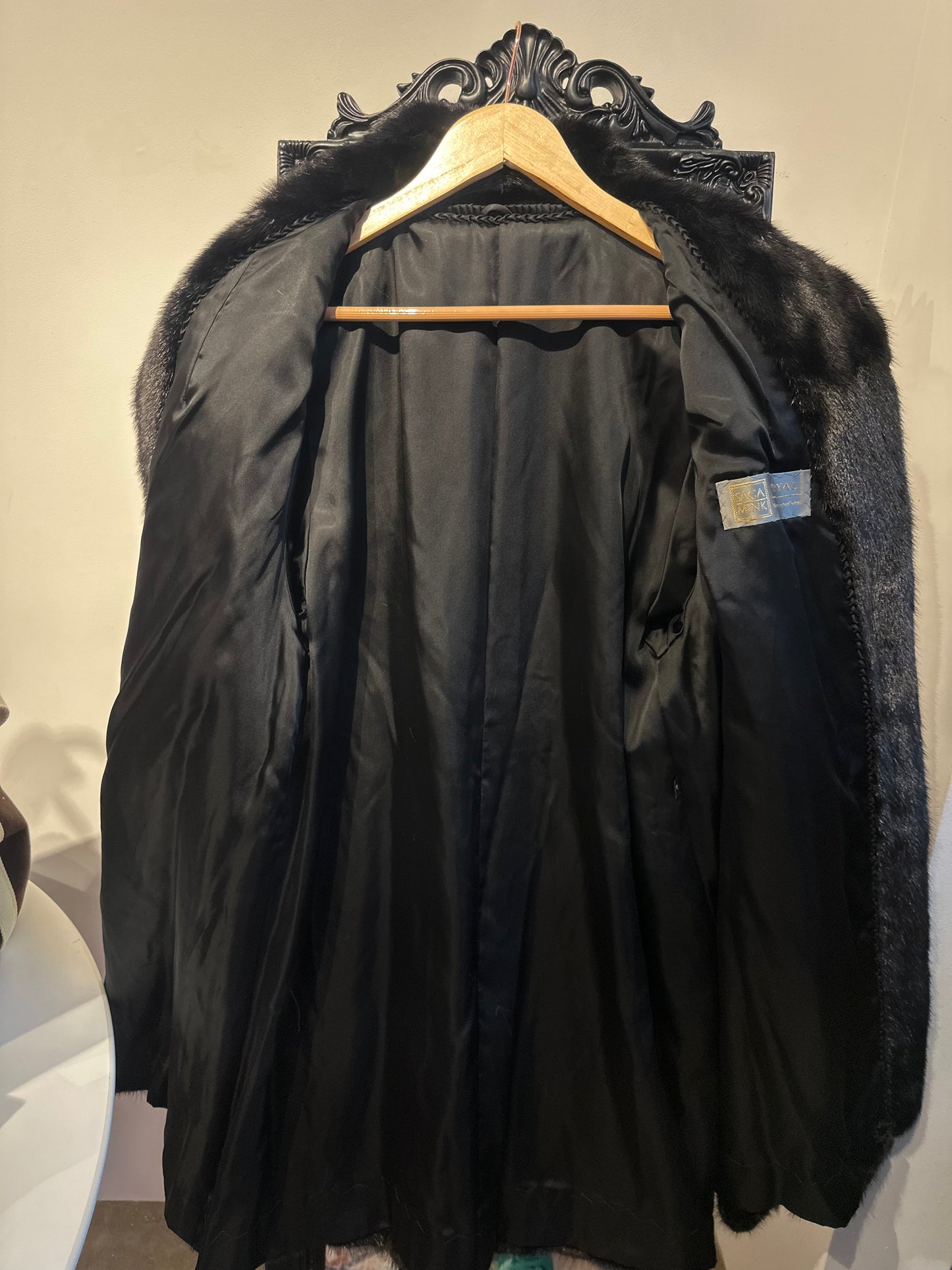 Royal Saga Black Mink Knee length coat