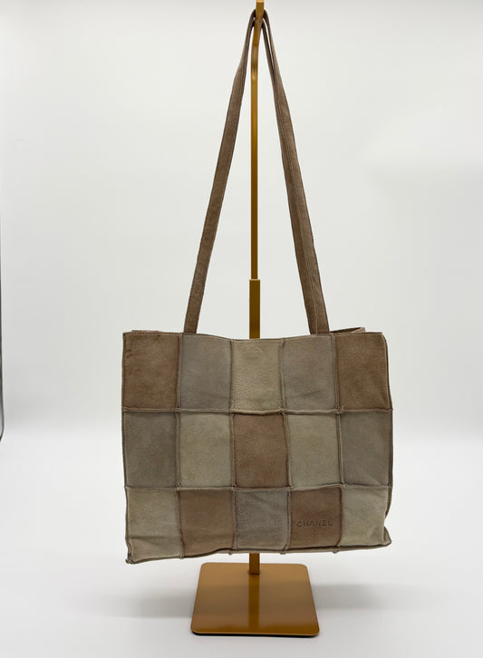Chanel suede patchwork shoulder bag