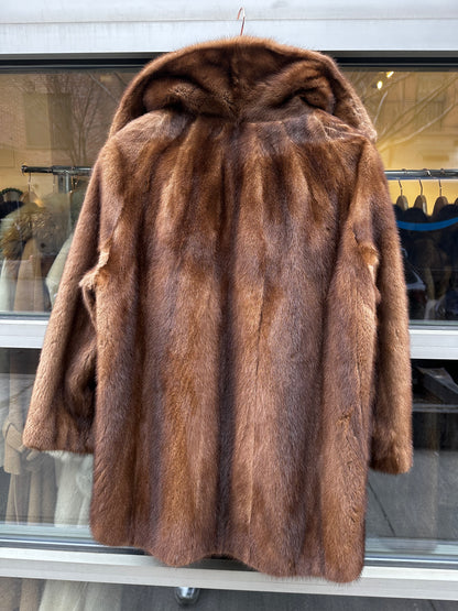 Brown Mink Knee Length Coat