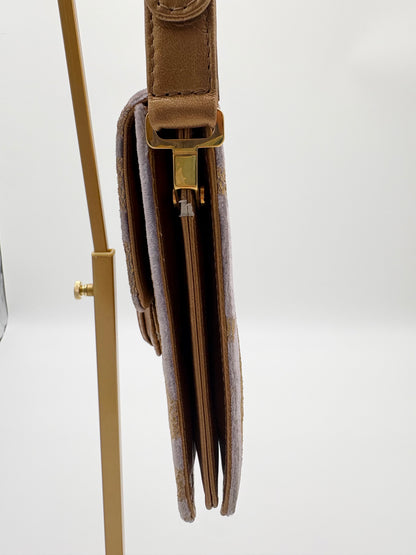 1990s Fendi Lavender and Gold Velvet Animal Print Shoulder Bag
