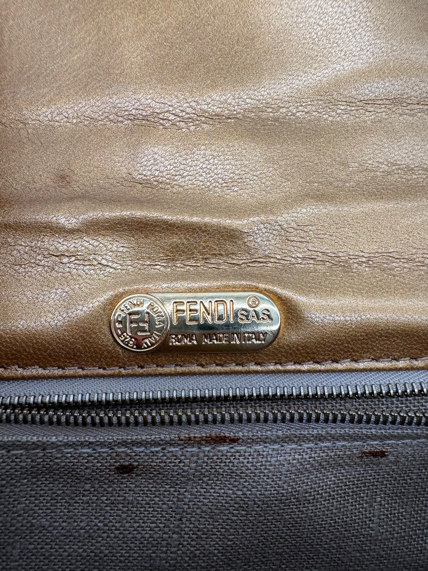 1990s Fendi Lavender and Gold Velvet Animal Print Shoulder Bag