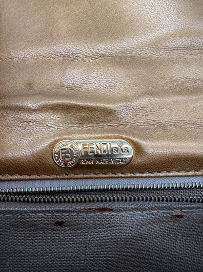 1990s Fendi Lavender and Gold Velvet Animal Print Shoulder Bag