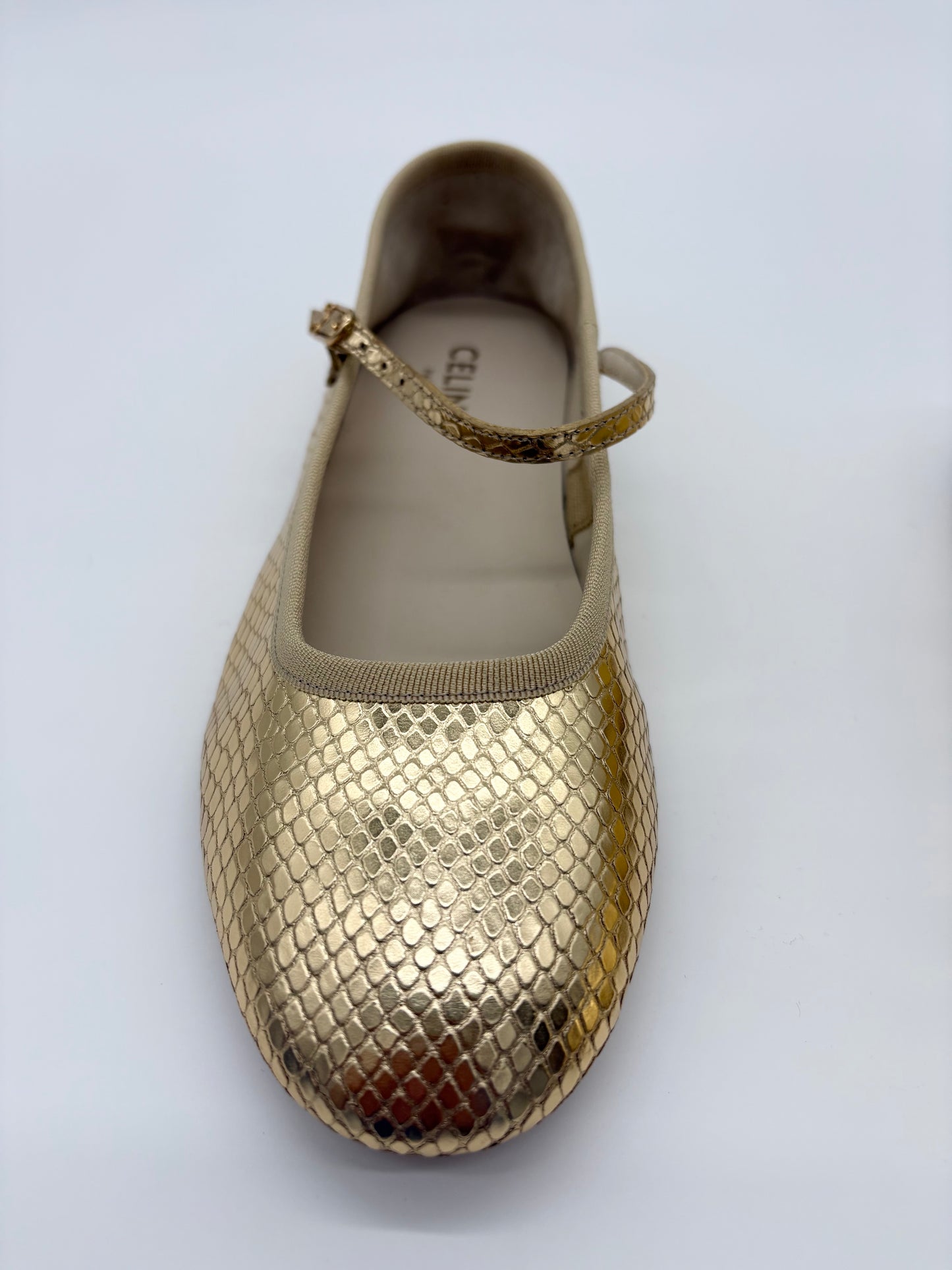Celine Gold Leather Mary Jane Flats