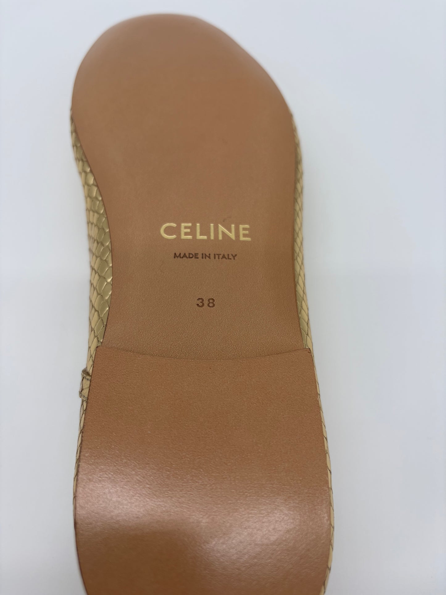Celine Gold Leather Mary Jane Flats