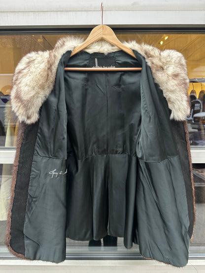 Black Mink with White Fox Collar Midlength