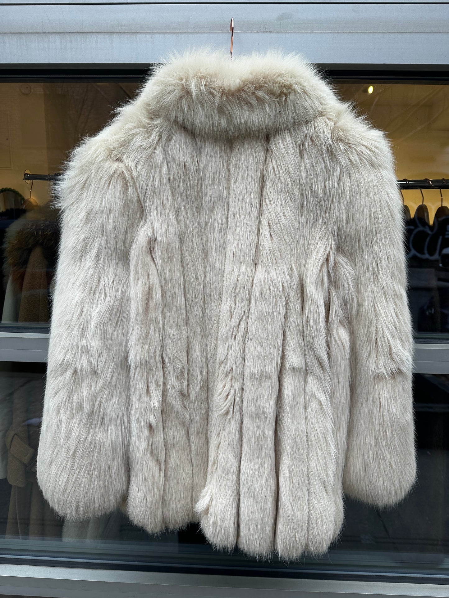 Blue fox fur coat
