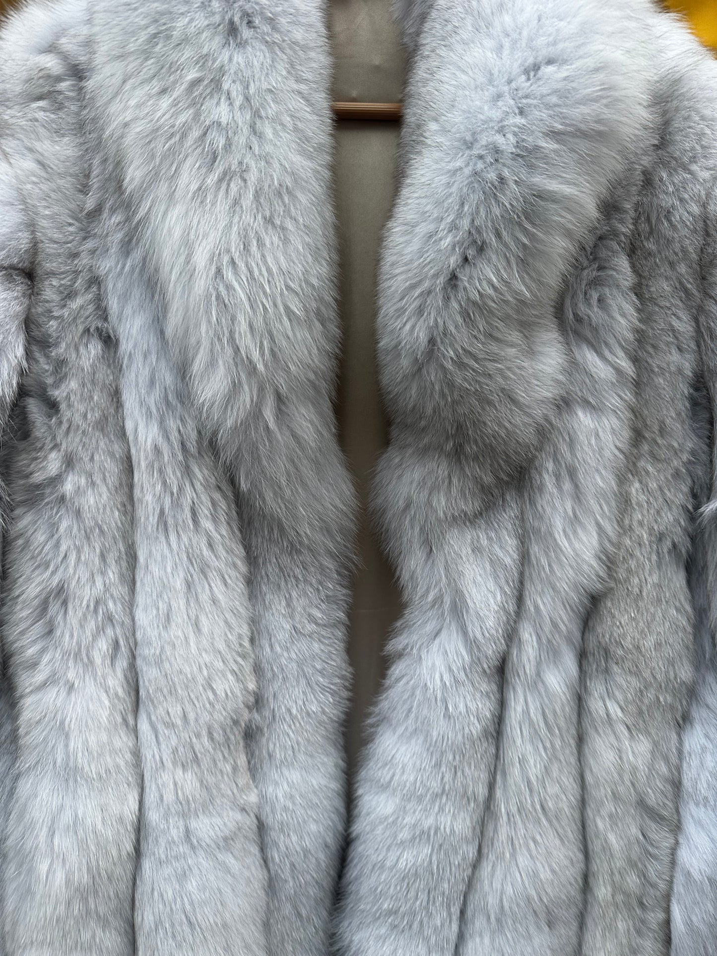 Silver fox fur full length coat