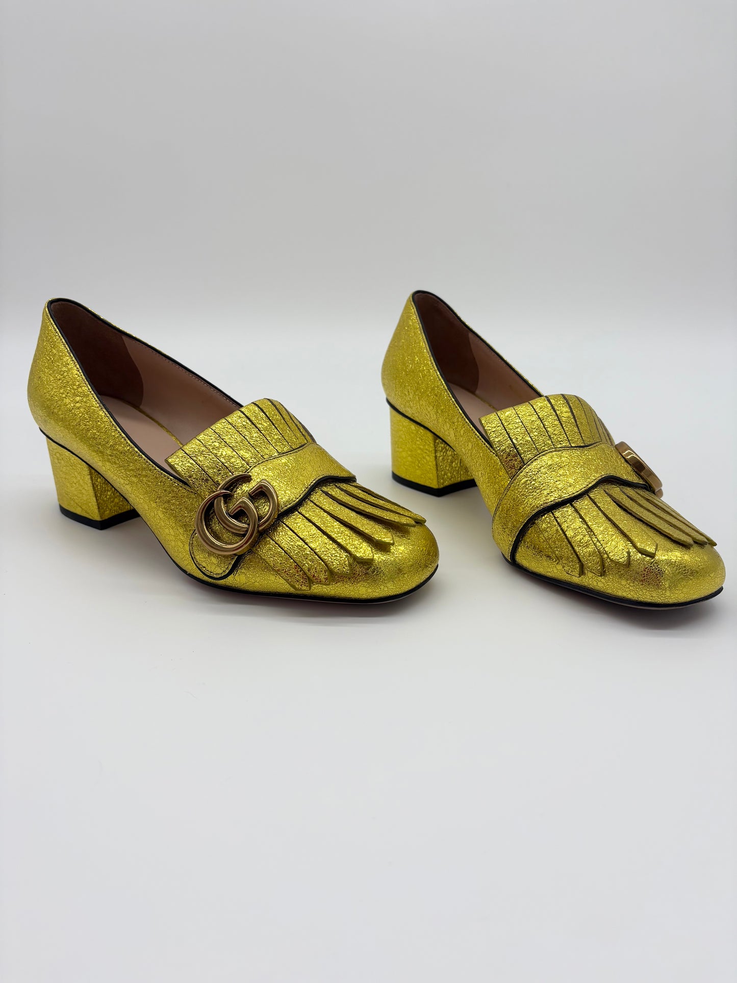 Gucci Marmont Eyelash Fringed Pumps