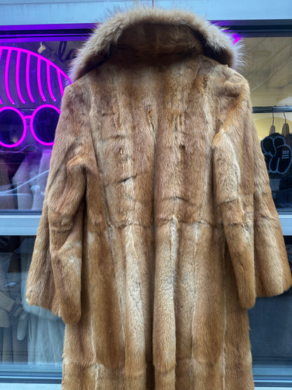 Vintage Golden Coyote with Red Fox Collar Full length coat