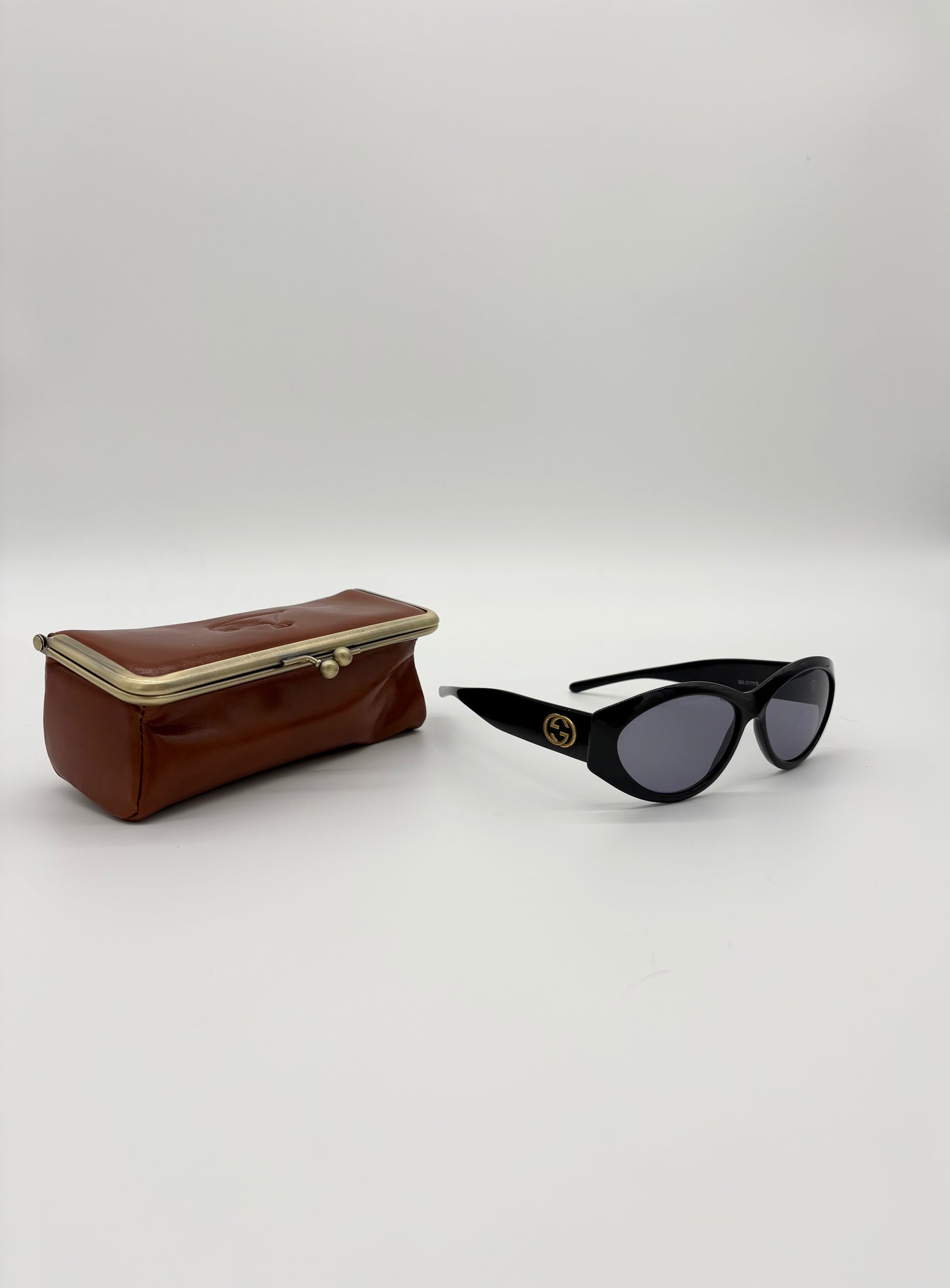 Gucci Thick Black Gold GG Cat Eye Sunglasses