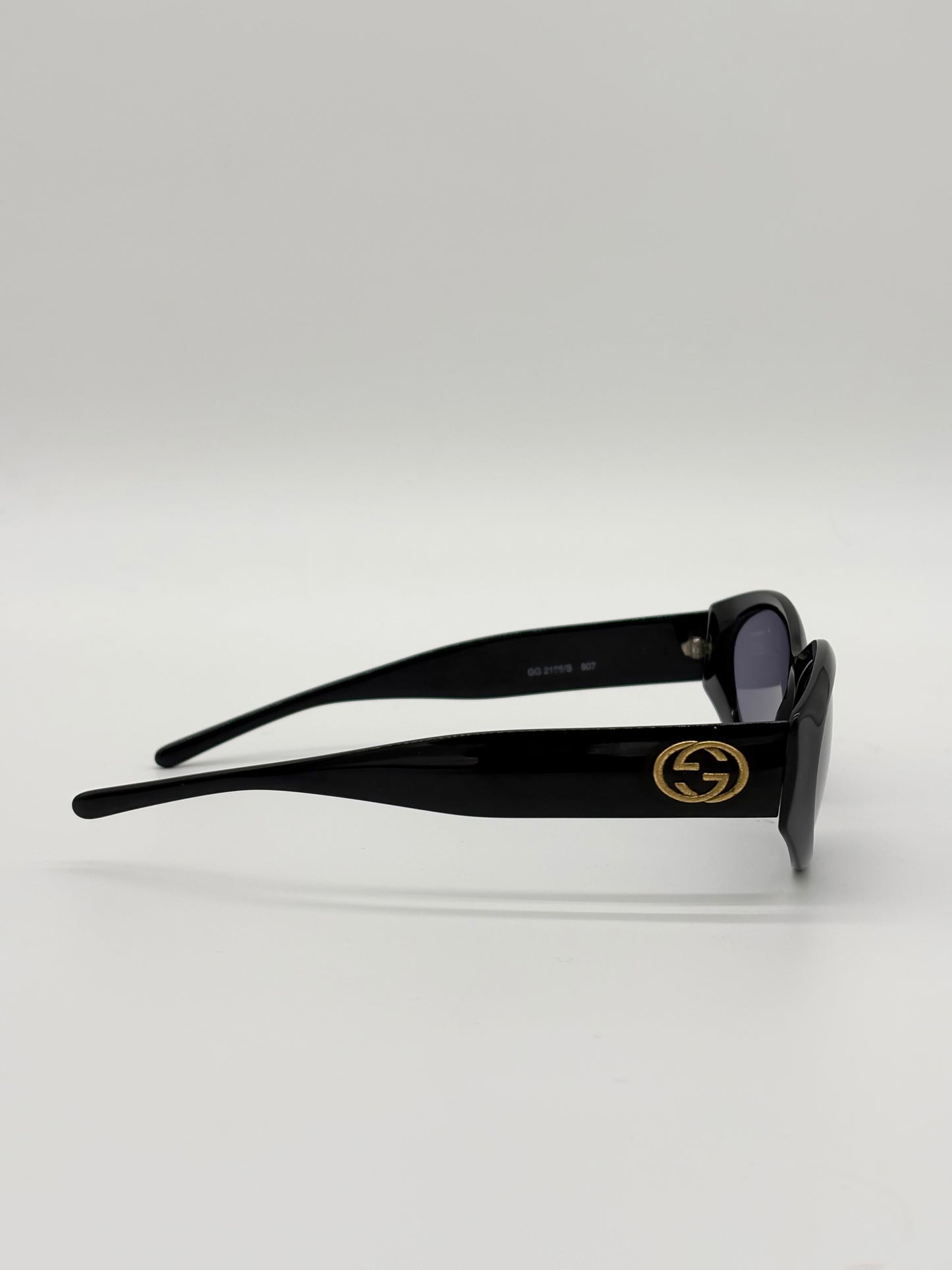 Gucci Thick Black Gold GG Cat Eye Sunglasses