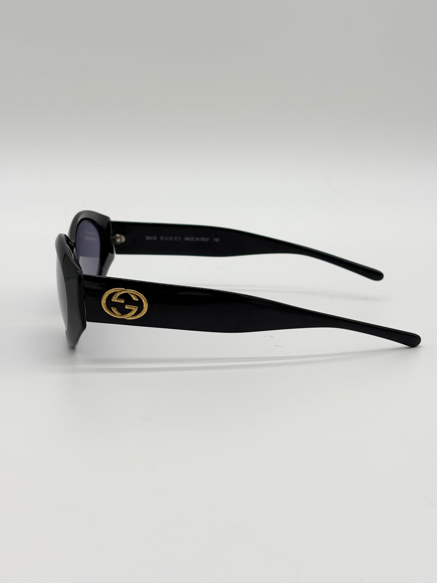 Gucci Thick Black Gold GG Cat Eye Sunglasses