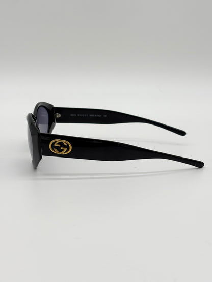 Gucci Thick Black Gold GG Cat Eye Sunglasses