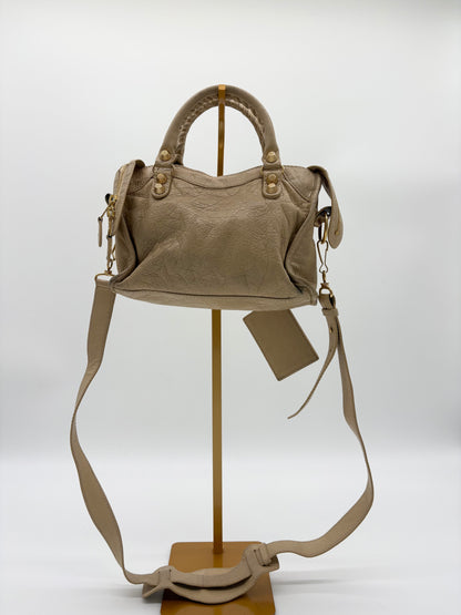 Balenciaga Le City Shoulder Bag Beige Waxed Lambskin With Strap