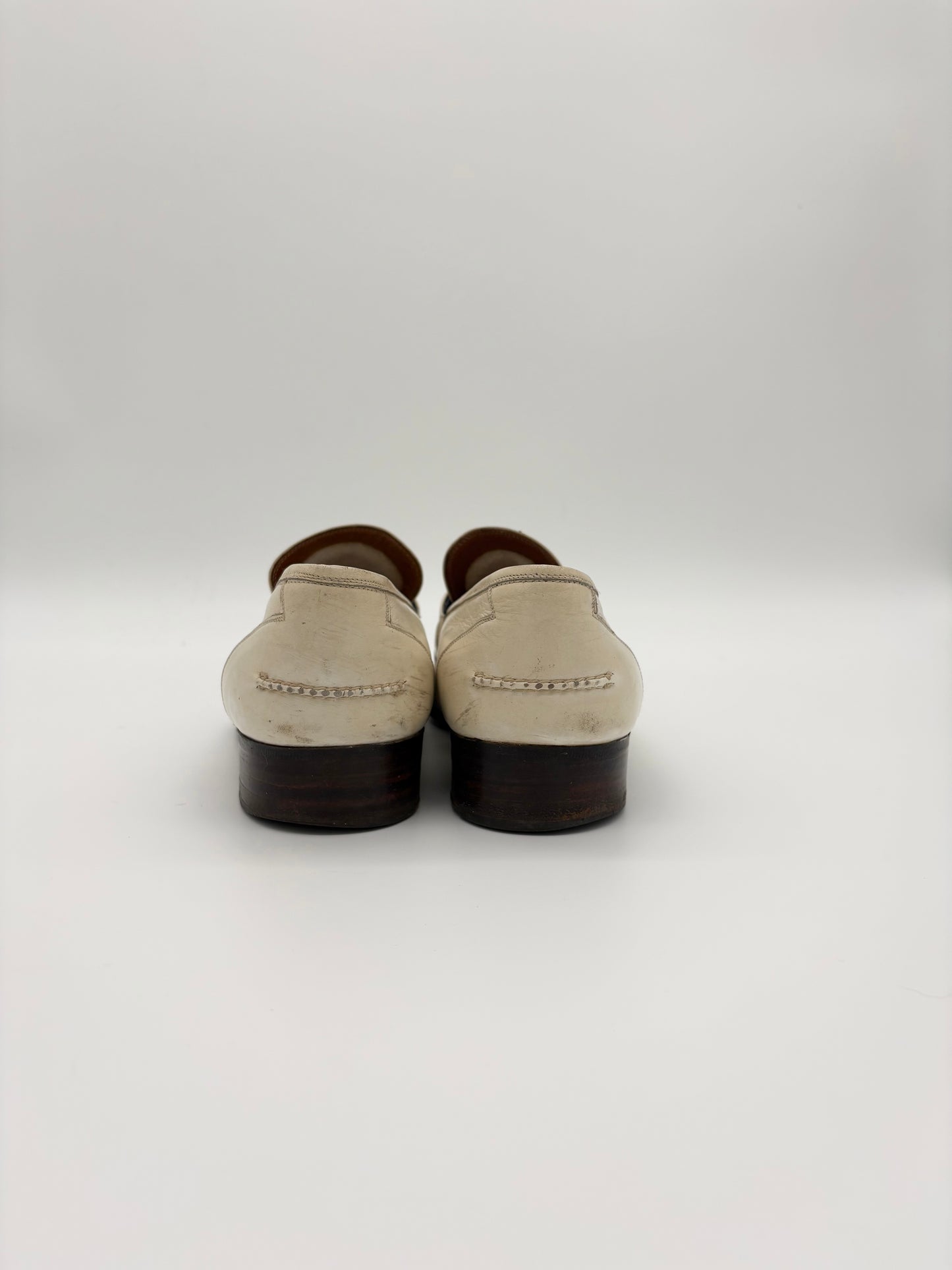 Gucci White Leather Horsebit Mules & Clogs