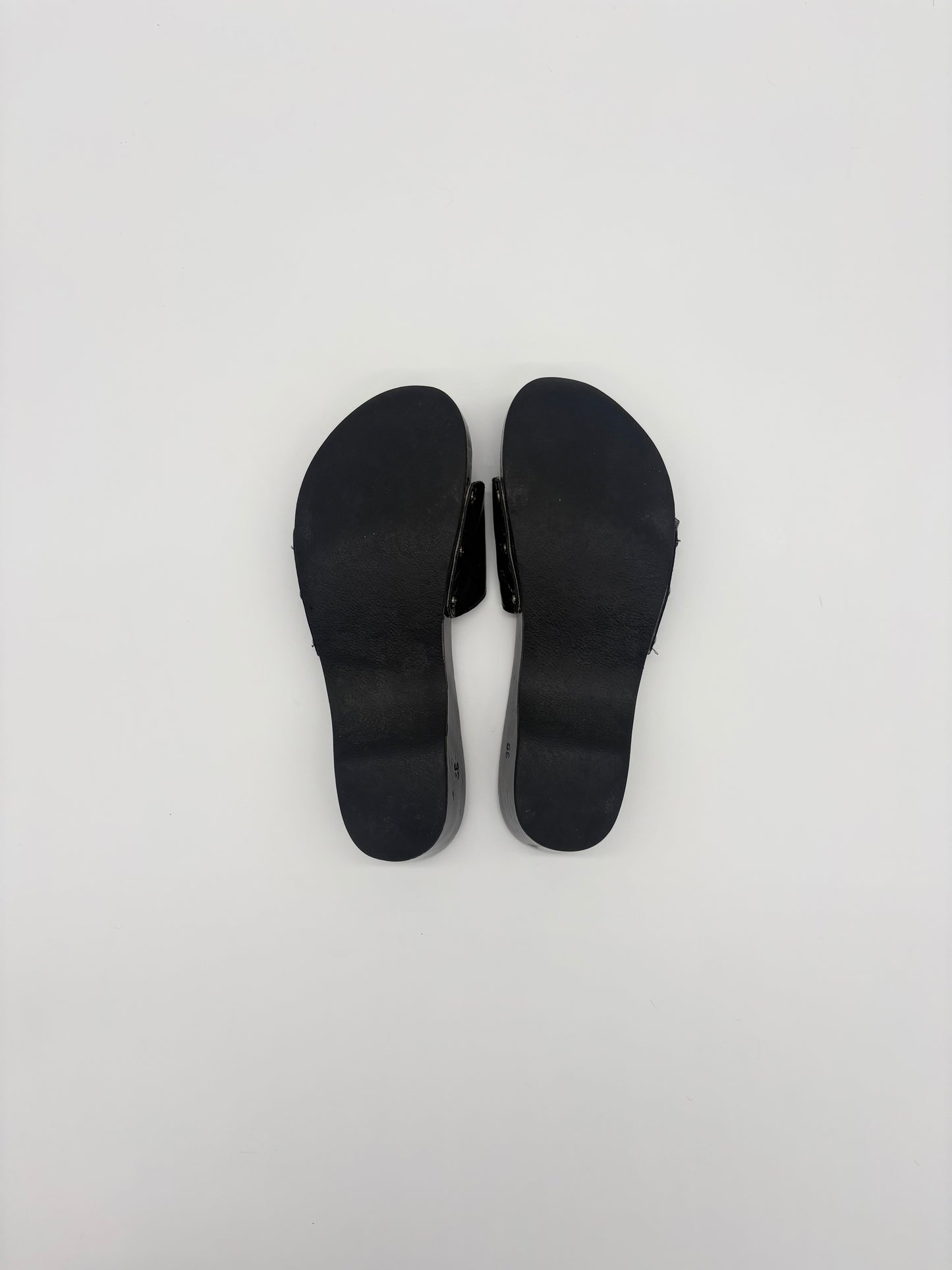 Vintage Chanel Black Wooden Platform Sidle Sandals