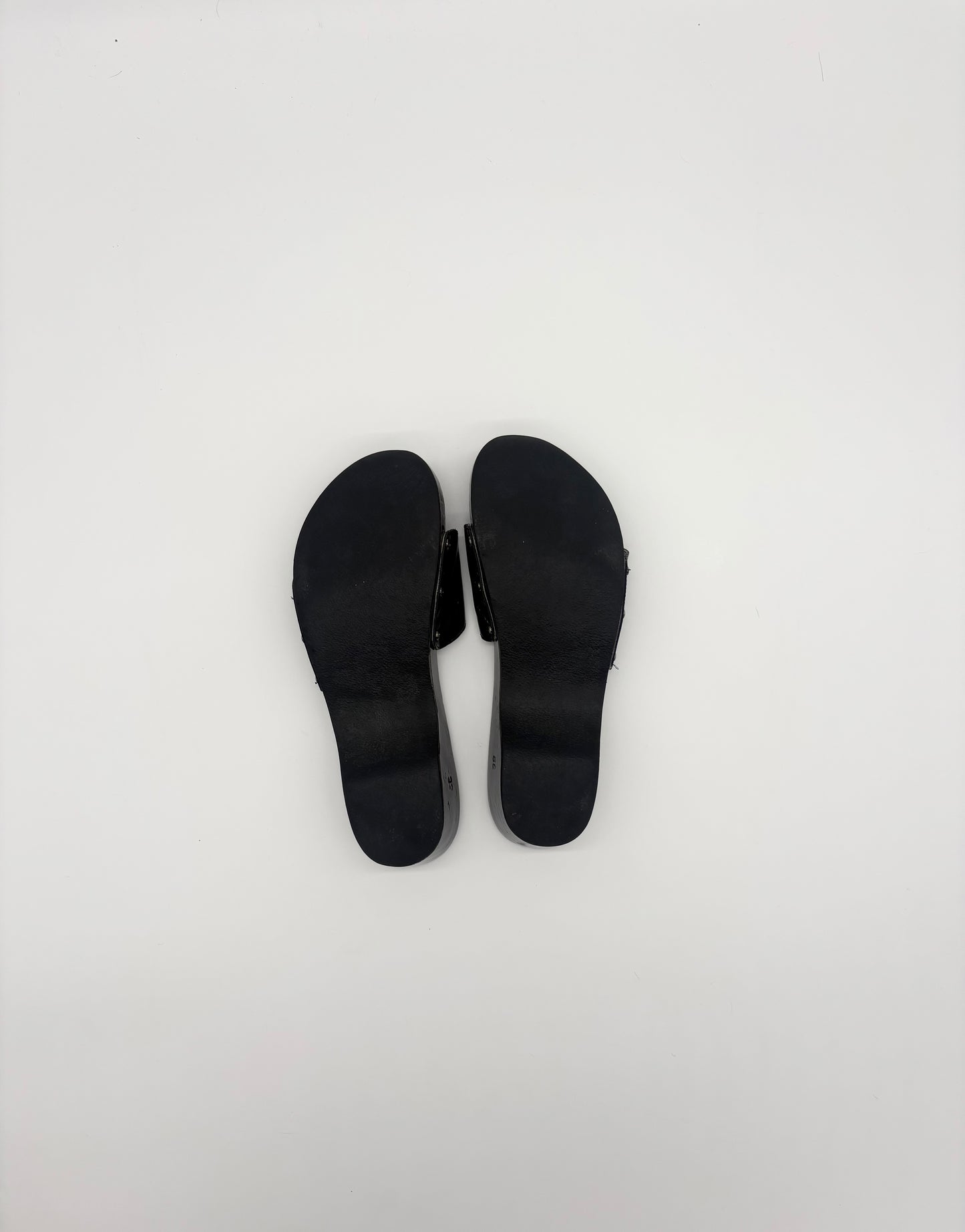 Vintage Chanel Black Wooden Platform Sidle Sandals
