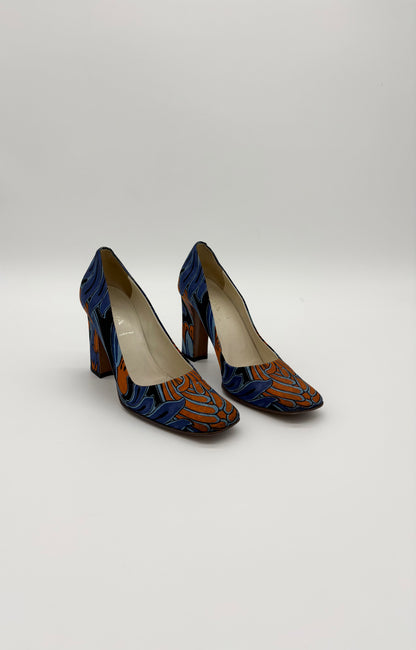 Vintage Prada Flower Leaf Print Pumps