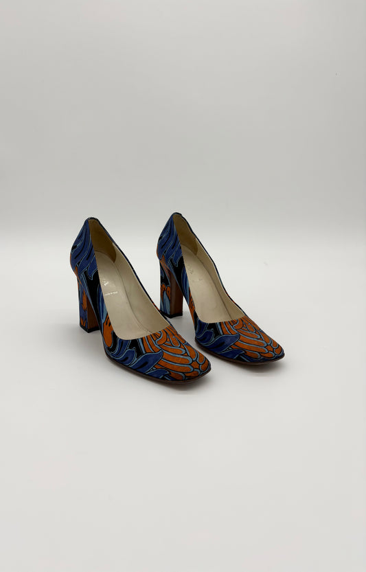 Vintage Prada Flower Leaf Print Pumps