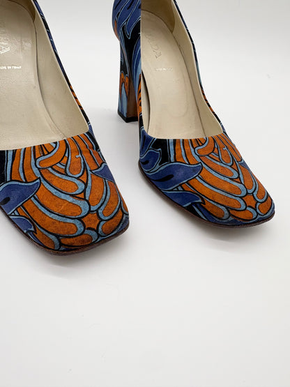 Vintage Prada Flower Leaf Print Pumps