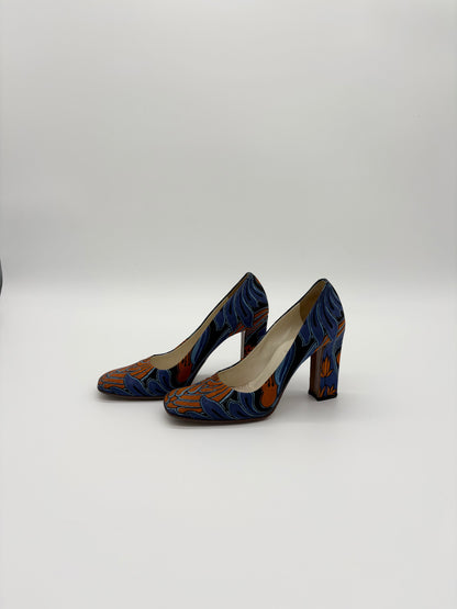 Vintage Prada Flower Leaf Print Pumps