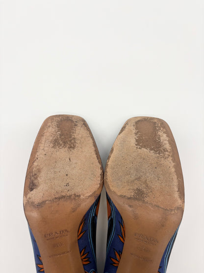 Vintage Prada Flower Leaf Print Pumps