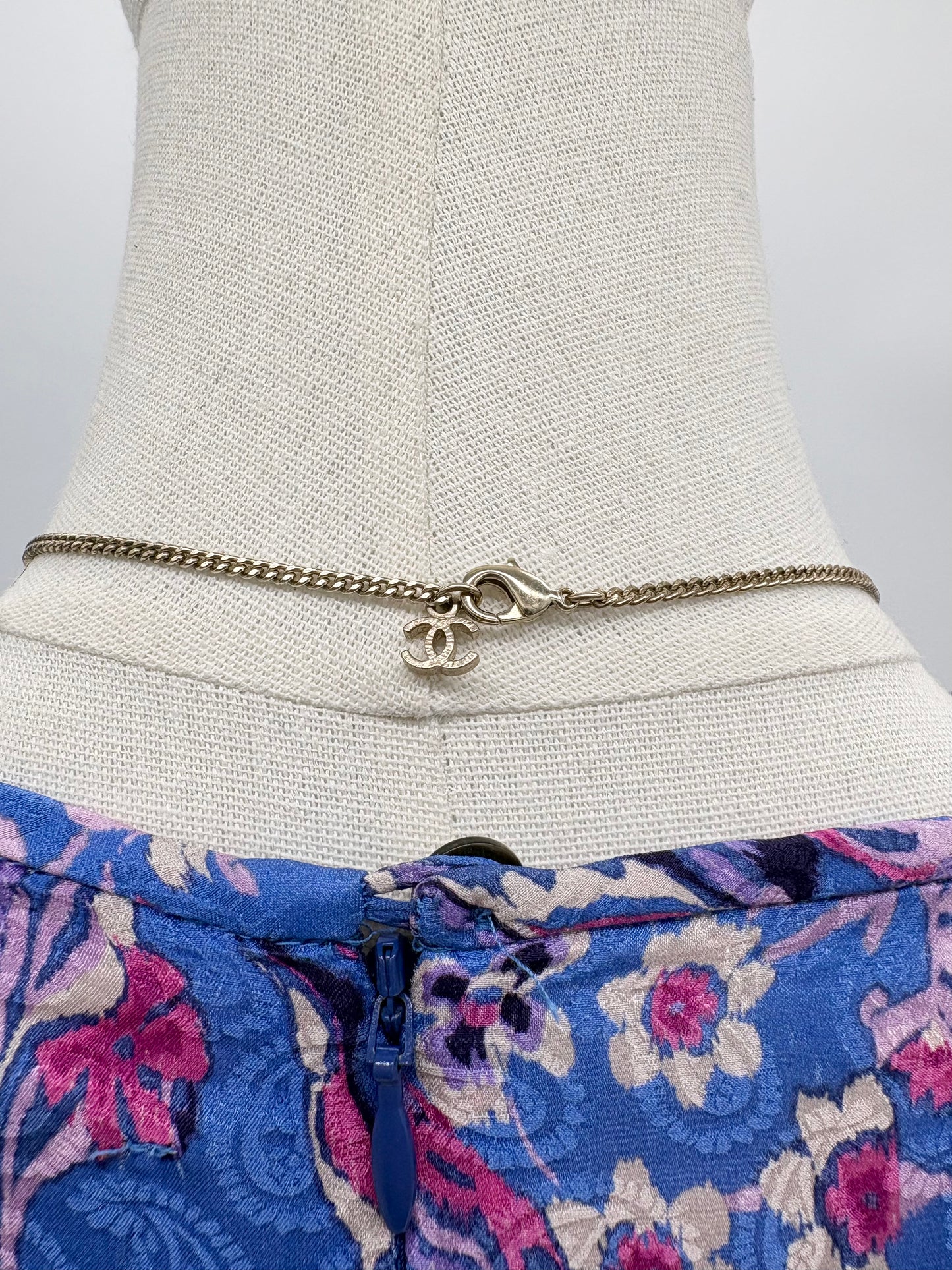 Chanel CC Faux Pearl Flower Pendent Necklace