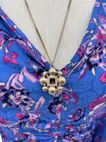 Chanel CC Faux Pearl Flower Pendent Necklace