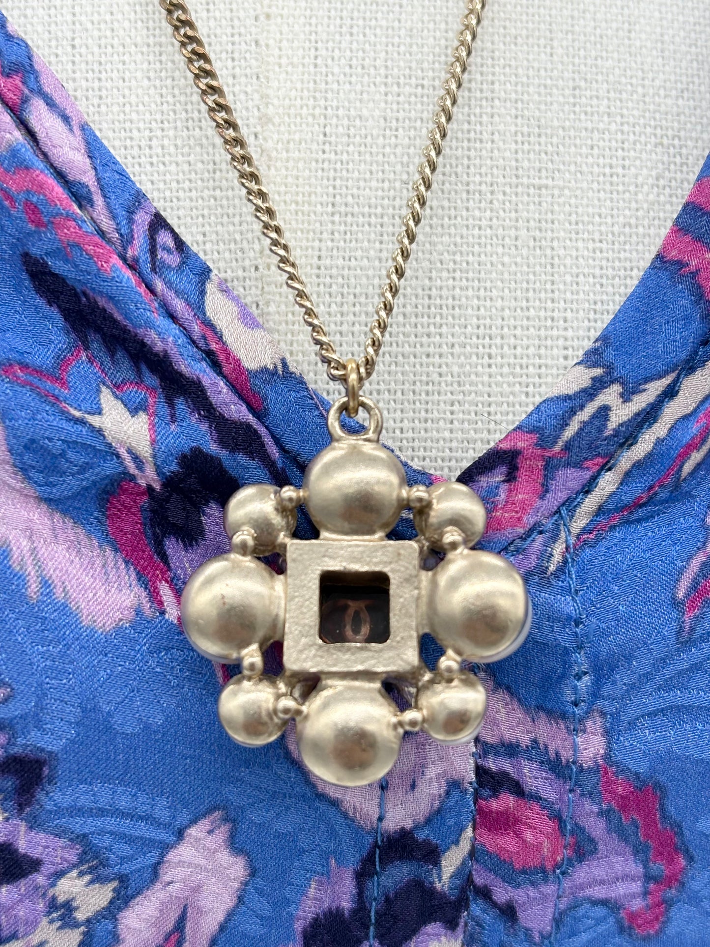 Chanel CC Faux Pearl Flower Pendent Necklace