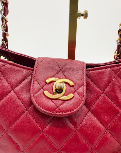 Vintage Chanel Quilted CC Shoulder Bag