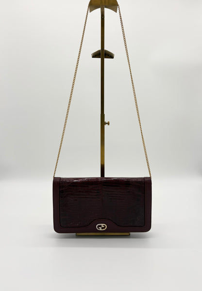 Vintage Gucci LizardCalfskin Clutch With Chainstrap