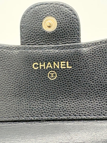Chanel 2018 Navy Caviar Quilted Leather Wallet