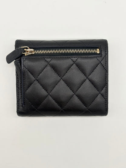 Chanel 2018 Navy Caviar Quilted Leather Wallet