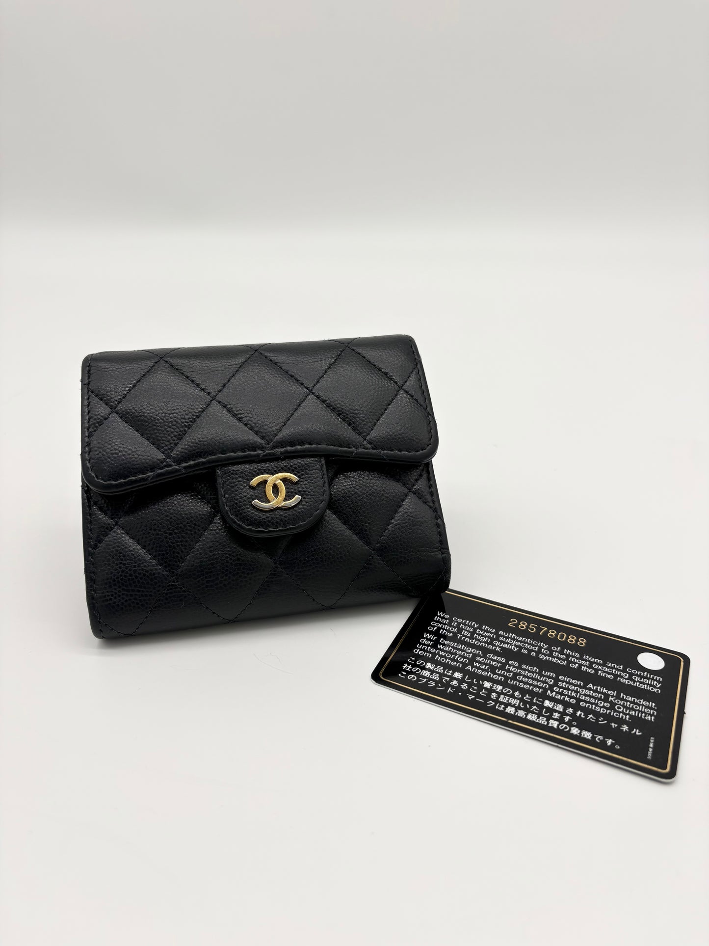Chanel 2018 Navy Caviar Quilted Leather Wallet