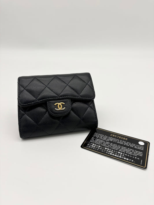 Chanel 2018 Navy Caviar Quilted Leather Wallet