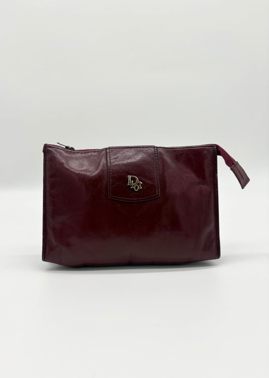 Vinatge Dior Burgundy Leather Pouch