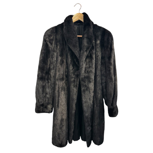 Royal Saga Black Mink Knee Length Coat