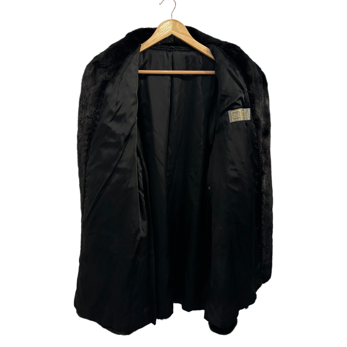 Royal Saga Black Mink Knee Length Coat