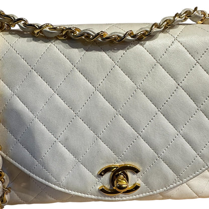 1980s Chanel White Lambskin Diana Flap Bag with 24K gold hardware from Karl Lagerfeld era.***SOLD***