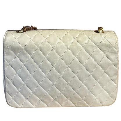 1980s Chanel White Lambskin Diana Flap Bag with 24K gold hardware from Karl Lagerfeld era.***SOLD***