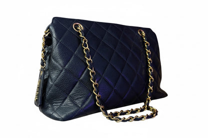 1990s Chanel  Black Caviar Leather shoulder bag