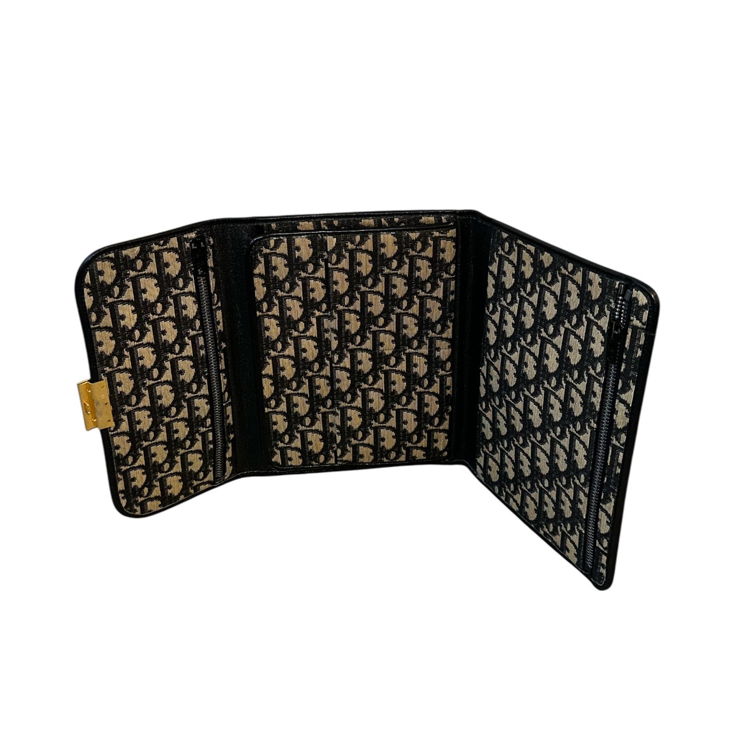 Dior Trotter Monogram Leather & Canvas Clutch