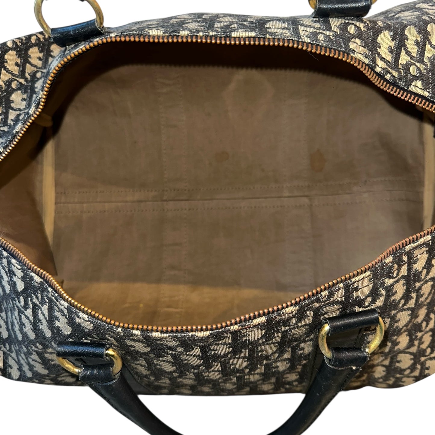 Dior Trotter Monogram Canvas & Leather Duffle Bag