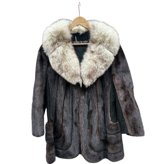 Black Mink with White Fox Collar Midlength