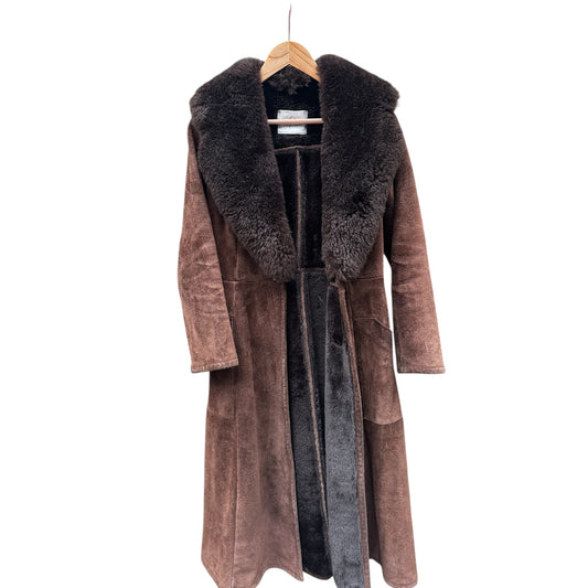Brown Suede Coat Persian Lamb Collar