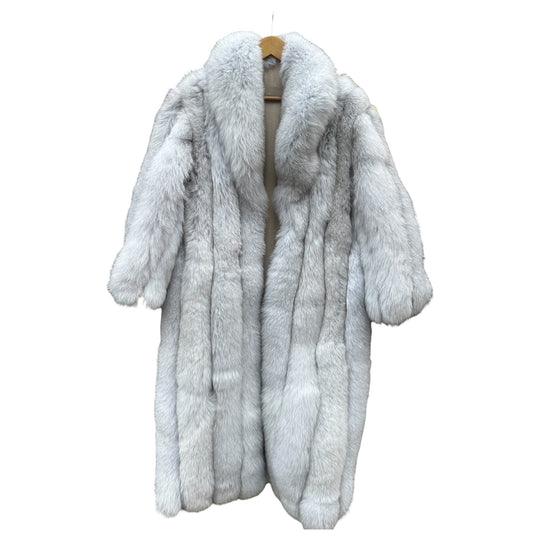 Silver fox fur full length coat