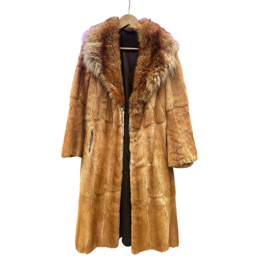 Vintage Golden Coyote with Red Fox Collar Full length coat