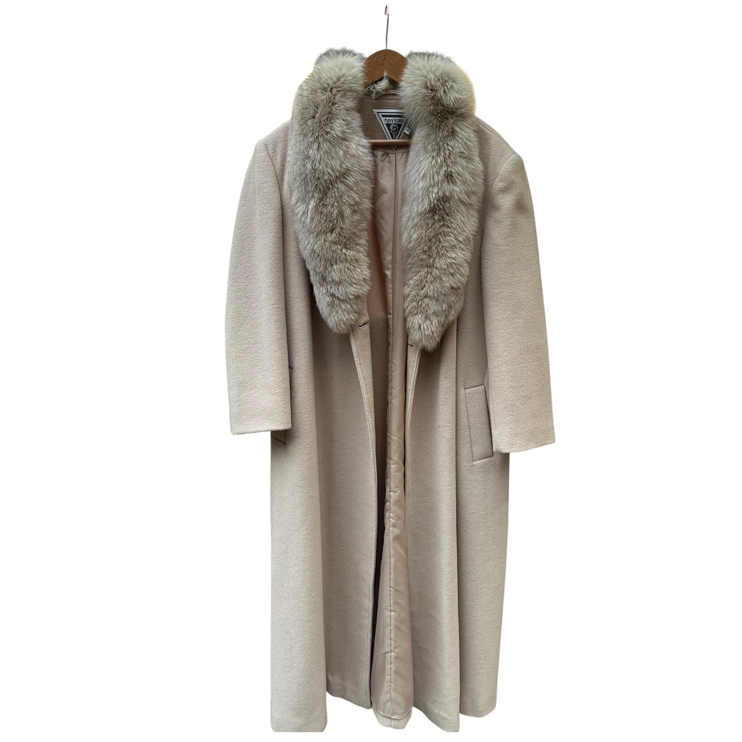 Beige Wool with fox fur collar